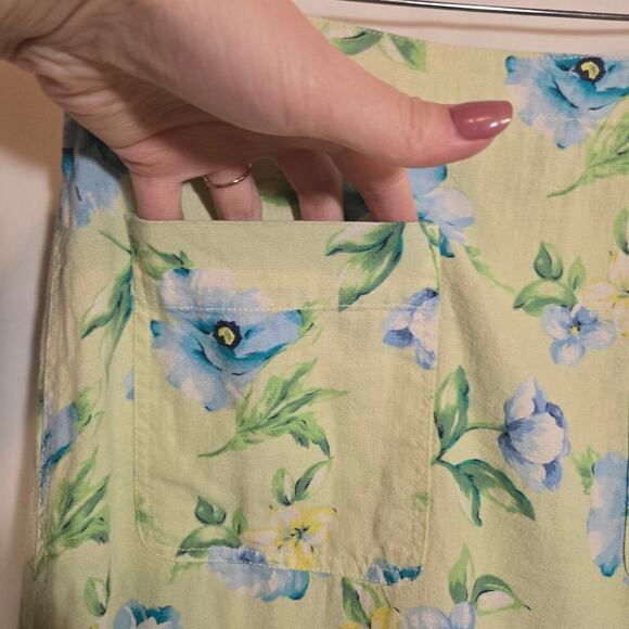 Vtg Liz Claiborne Liz/Wear Linen Rayon Spring Floral Midi Skirt Flower 90s 10 - Picture 3 of 7